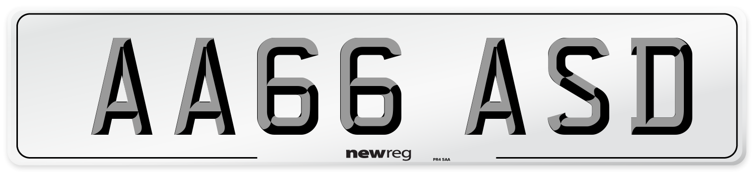 AA66 ASD Number Plate from New Reg